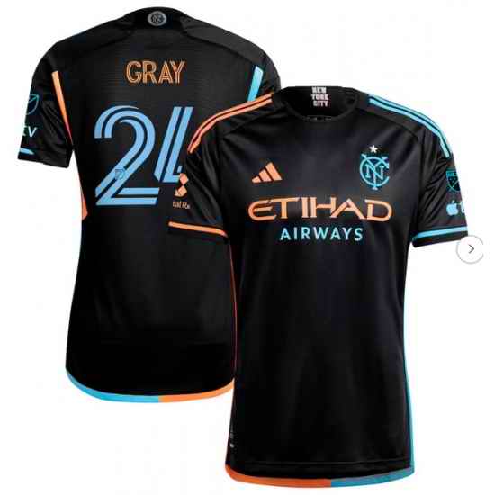 Men's New York City FC Tayvon Gray adidas Black 2024 24 7 Kit Authentic Player Jersey